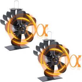 12803202c2 -0821 2pcs Wood Stove Fan Heat Powered 5 Blade Fireplace