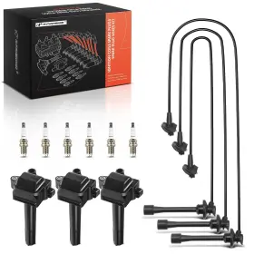 Apic1285 A-premium 3 Ignition Coils With Wire And 6 Iridium Spark Plugs Compatible W