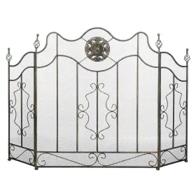 10019007 Accent Plus Victorian Black Fireplace Foldable Iron Screen 3 Panel Spark Ember Guard 32 Inch H