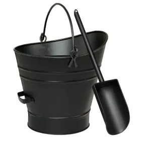 Achla Designs C-65mc Ash Bucket Galvanized Steel Black Powder Coat With Handles Nft Scoop
