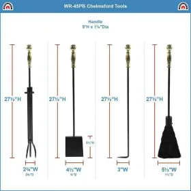 Wr-45pb Achla Designs 30.25 Inch Tall 5-piece Polished Brass And Black Chelmsford Fireplace Tool Set #2