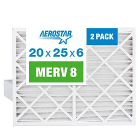 Aerostar 192212078912 20x25x6 Merv 8-2 Count - High Efficiency Pleated Hvac Furnace And Air