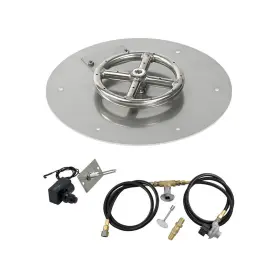 American 817901012229 Fireglass 12 Inch Round Stainless Steel Flat Pan With Spark Ignition Kit