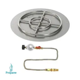 American 817901017569 Fireglass 24 Inch Round Stainless Steel Flat Pan With Match Light Kit