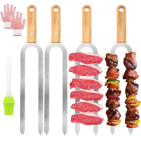Anyuecoco 699838678750 Kabob Skewers For Grilling 4 Pcs - 17 Inch Kabobs Doubl... Fast Ship