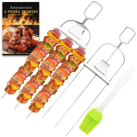 Skz-2 Anyuecoco Skewers For Kabobs 2 Pcs 14-inch 3 Way Kabob Grilling Stainless S