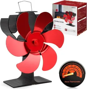 Stf-08 Avoeco Wood Stove Fan New Designed 6 Red Blades Fireplace For And Black
