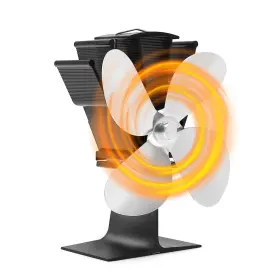 Aynaxcol Fpzh07 4 Blades Heat Powered Stove Fan Wood Burning Fireplace For Heated A
