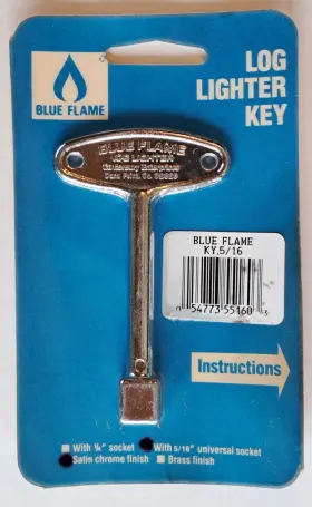 Blue Flame 054773551603 Log Lighter Key - Satin Chrome Finish 5/16 Inch Square Universal Socket