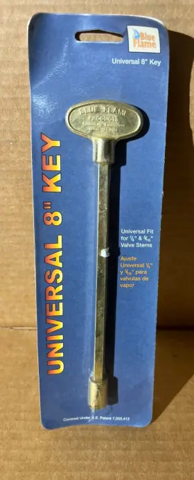Blue Flame 054773900852 8 Inch Universal Log Lighter Gas Key Fits 1/4 Or 5/16 Sockets New