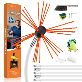B0946ssxk9 Bluesea 16ft Chimney Sweep Kit - Ergonomic Cleaning System With Strong Brush