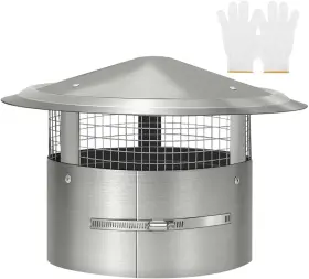 Bootuu 691041082782 12 Inch Stainless Steel Chimney Cap With Screen And Fastening Device