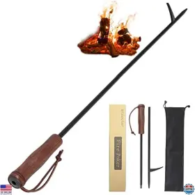 Biz-firpoker-02 Brand Bizouter 34 Inch 2-in-1 Foldable Poker And Blow Stick - Ergonomic Handle Portable Bbq Tool