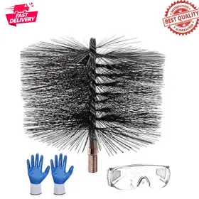 Branded 445014387328 6 Inch Chimney Brush Kit With 1/4 Npt Fitting Drill Sweep Tool Gloves Goggl