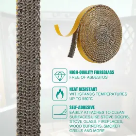 Branded 705353347962 Fireplace Tape Seal 13.1ft X 0.6in 0.08in Self-adhesive Fiberglass Rope #3
