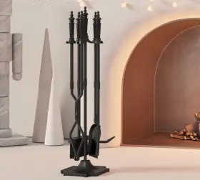 Calidola C919 5-piece Fireplace Tools Set 32.5in Cast Iron Indoor And Outdoor Fireside Access