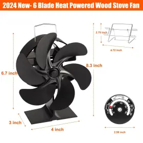 Cassaio 787353993578 Heat Powered Wood Stove Fan 6-blade For Durning/pellet/l #2