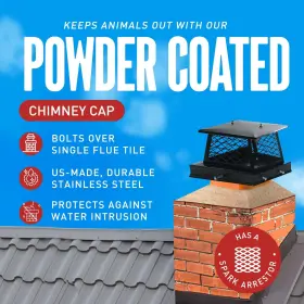 Chim Care Chimney Caps 769675093266 Chimcare Black Galvanized Stainless Steel Cap Powder Coated 9 Inch X 13 #2 Chim Care Chimney Caps 769675093266 Chimcare Black Galvanized Stainless Steel Cap Powder Coated 9 Inch X 13 #2