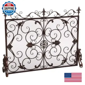 B00pger864 Christopher Knight Home Wilmington Fireplace Screen Gold Flower Black