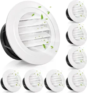 Ci-airvent-roundabs-4in8p Cididu 8 Pack Air Vent Round 4 Inch Soffit Abs Louver Cover White