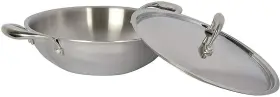 Ckitze 753625115726 Tabakh 1.5 Liter Triply 18/8 Stainless Steel Kadai With Lid Suitable For India