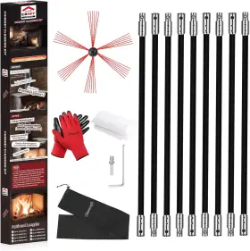 Cleancraft 445014654666 30 Feet Chimney Sweep Kit Cleaning With 9 Flexible Black Ro