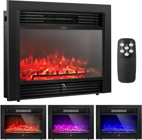 1500w Costway 629722466071 28.5 Inch Electric Fireplace Inserts 750w/1500w Wall Recessed