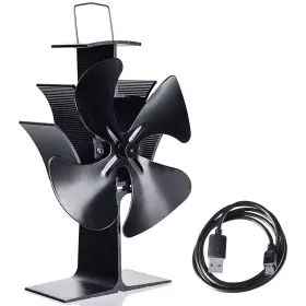 H702a9935 Costway 4 Blades Fireplace Stove Fan Fuel Saving Heat Powered Wood Burner Eco Usb