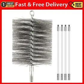 Ctsyuqoo 445023532566 50-inch Long Tent Wood Burning Stove Pipe Cleaning Brush With Stainless Steel Br