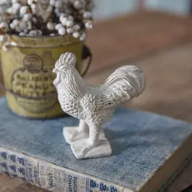Ctw 370972-ih Primitive Country Antique White Cast Iron Rooster 3.5 Inch