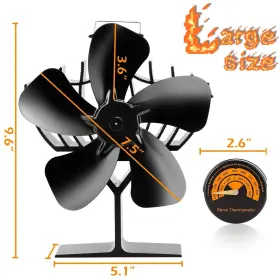 100a1 Cwlakon Wood Stove Fan Large Size Heat Powered Fireplace For Gas/pellet/ #2