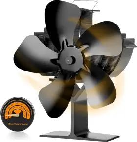 Cwlakon 445056281288 Wood Stove Fan Large Size Heat Powered Fireplace Gas/pellet Modern Black