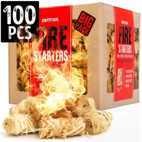 Dimtori B0d4zhlt5g 100 Natural Fire Starters - Campfire Pit Fireplace Bbq Grill