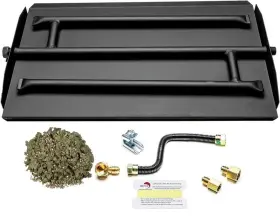 Dr-bk-pctp-fp24ng Dreffco 23 Inch Powder Coated Steel Pan For Fire Pit Or Fireplace Ng - Triple Row Gas Bur