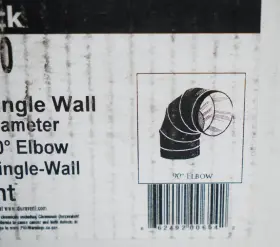 8dbk-e90 Duravent 662492006542 New - Durablack 8 Inch Diameter Single Wall 90 Elbow Stove Pipe