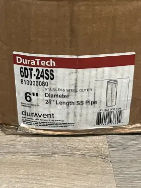 6dt-24ss Duravent 6 Inch Duratech Vent Pipe Stainless Steel 24 Length #6dt-24ss #2 6dt-24ss Duravent 6 Inch Duratech Vent Pipe Stainless Steel 24 Length #6dt-24ss #2