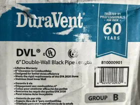 Duravent 6dvl-06 Dvl Double Wall 6 Inch Wood Stove Pipe Length