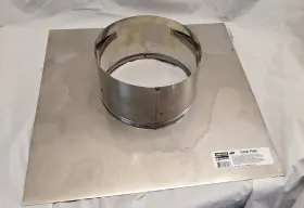 7112 Duravent New. 6 Inch Solid Fuel Vent Pipe- Finishing Collar Stainless Steel 7112 Duravent New. 6 Inch Solid Fuel Vent Pipe- Finishing Collar Stainless Steel
