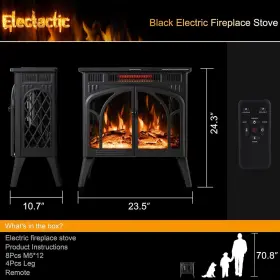 1500w Electactic 300481430380 24 Inch 3d Infrared Electric Stove Heater Fireplace With Remote Control #2