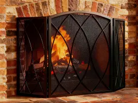 B09xjsycqx Feed Garden 3-panel Fireplace Screen 48 Inch W X 29.5 H Modern Wrought Metal