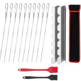 Sk0202 Fengzhe Kabob Skewers Stainless Steel 17-inch Bbq With 2 He... Fast Ship