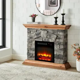 Ffp20133 Festivo 3400-btu Electric Fireplace 40 Inch Adjustable Flame Brightness Light Tan #2