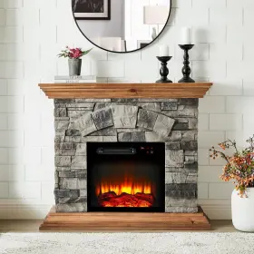 Ffp20133 Festivo 3400-btu Electric Fireplace 40 Inch Adjustable Flame Brightness Light Tan #3