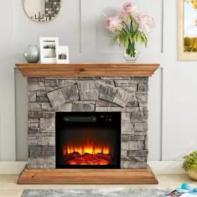 Ffp20133 Festivo 3400-btu Electric Fireplace 40 Inch Adjustable Flame Brightness Light Tan