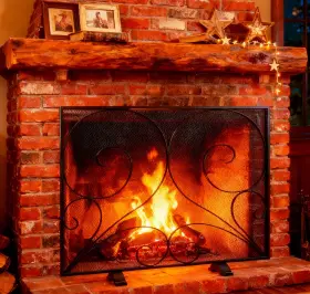 Fire Beauty B0bnmfq1n5 Single Panel Fireplace Screen Wrought Iron Mesh Guard H