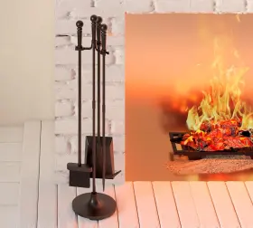 Fb631 Fire Beauty Fireplace Tools Set 4 Pieces Black Wrought Iron Tool For