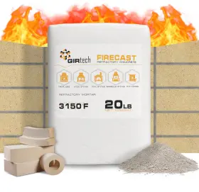3110 Girtech 820208200462 Firecast Castable Refractory Cement Mix F 20 Lb Mortar Kiln Oven