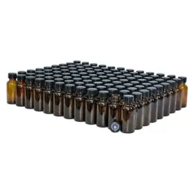 1zambrcpbpc1sx108 Glass Bottle Outlet 108 Pack 1 Oz. Amber Boston Round With Black Poly Cone Cap