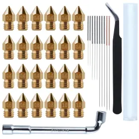 Ht0347-fba Gold Deer 24pcs Mk8 Nozzles 3d Printer Extruders Brass 0.2mm/0.4mm/0.6mm/0.8mm/
