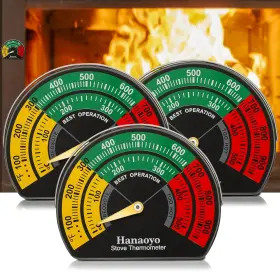 Hanaoyo 445006973904 Magnetic Wood Stove Thermometer With Large Dial 3 Pieces